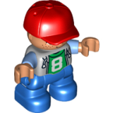 LEGO 47205pb049 Duplo Figure Lego Ville, Child Boy, Blue Legs, Light Bluish Gray Top with 